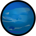 Blue gas giant planet (similar to Neptune) cartoon image