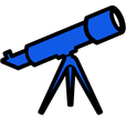 Blue cartoon telescope
