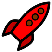 Red cartoon rocket